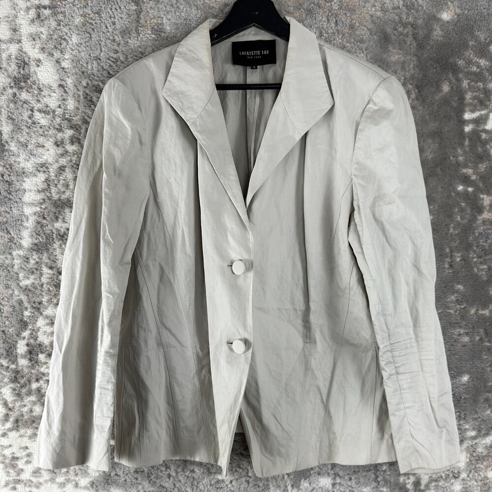 Lafayette 148 Plus Size 18 Career Blazer Jacket Gray Button V Neck